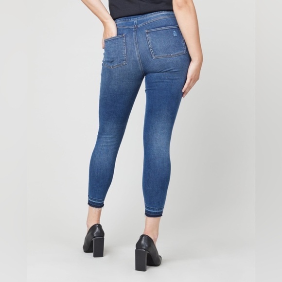 SPANX Distressed Ankle Skinny Jeans, Medium Wash pull on medium - Picture 13 of 16